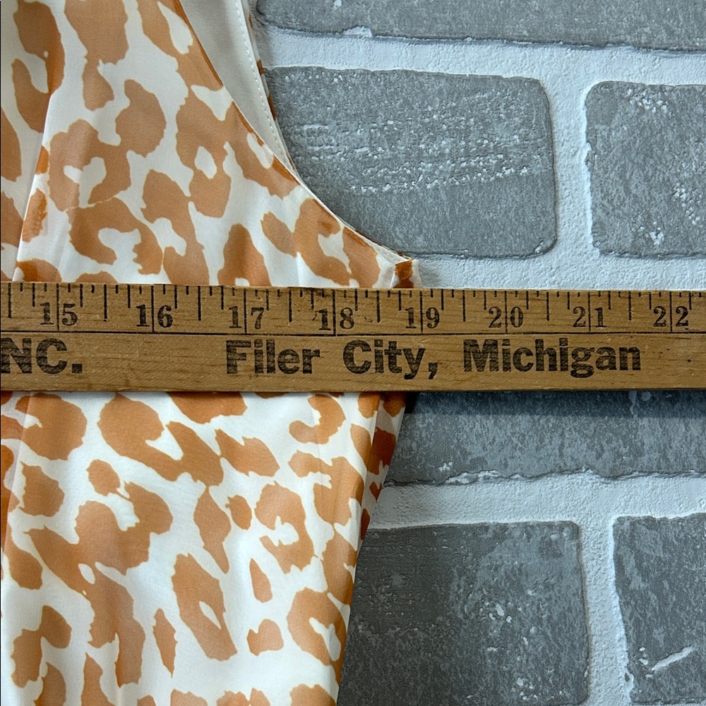 Sam Edelman NWT Leopard Print Mini Dress Tan Cream Ruffle Faux Wrap Size M - Picture 10 of 11